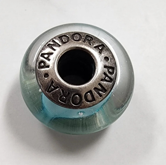 Pandora Blue Looking Glass Murano Charm Sterling Silver Authentic - Picture 4 of 7